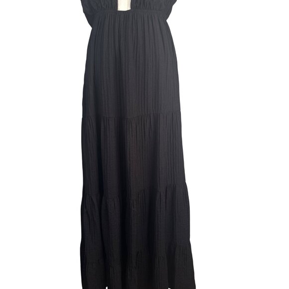 2/$30 Black Lush Size Large Halter Maxi Dress With Open Back & Tiered Skirt - Picture 16 of 16
